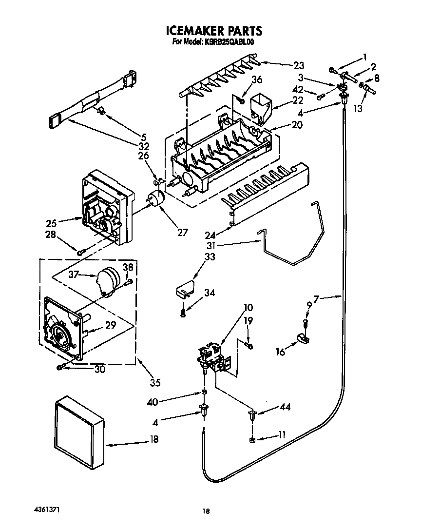 KitchenAid KSRB25QABL00 icemaker diagram