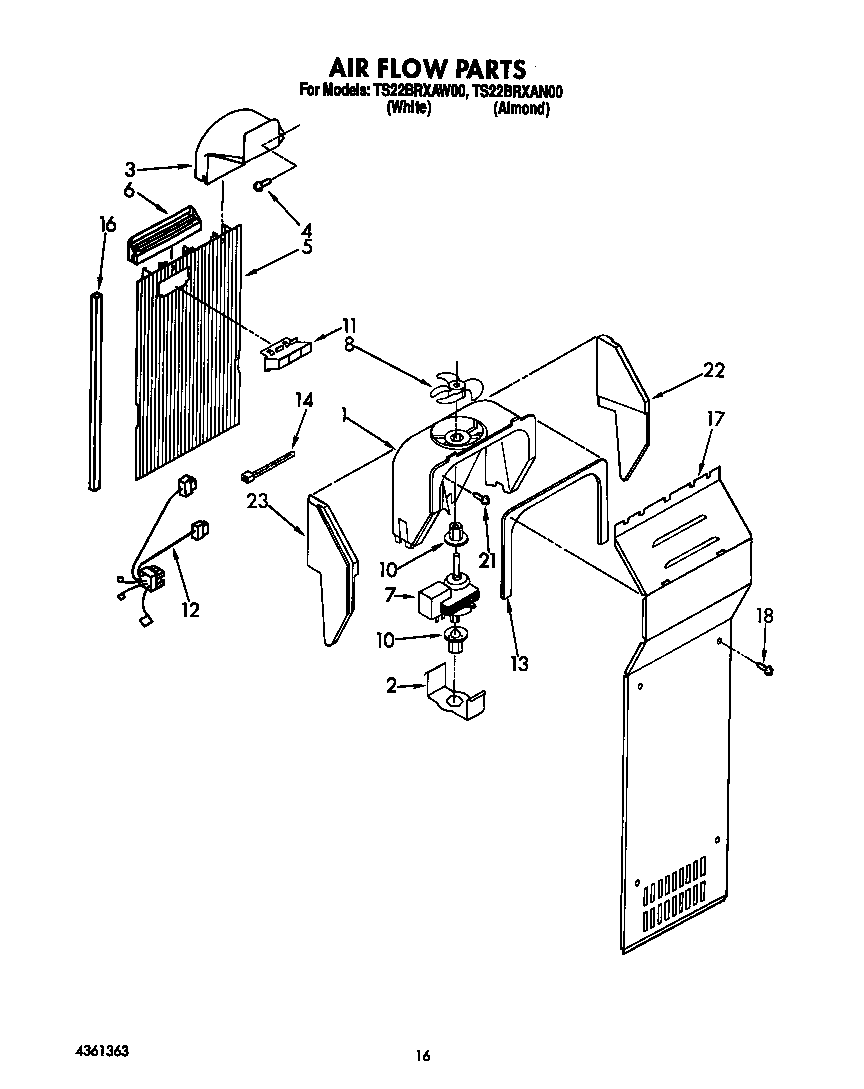 Whirlpool TS22BRXAW00 air flow diagram