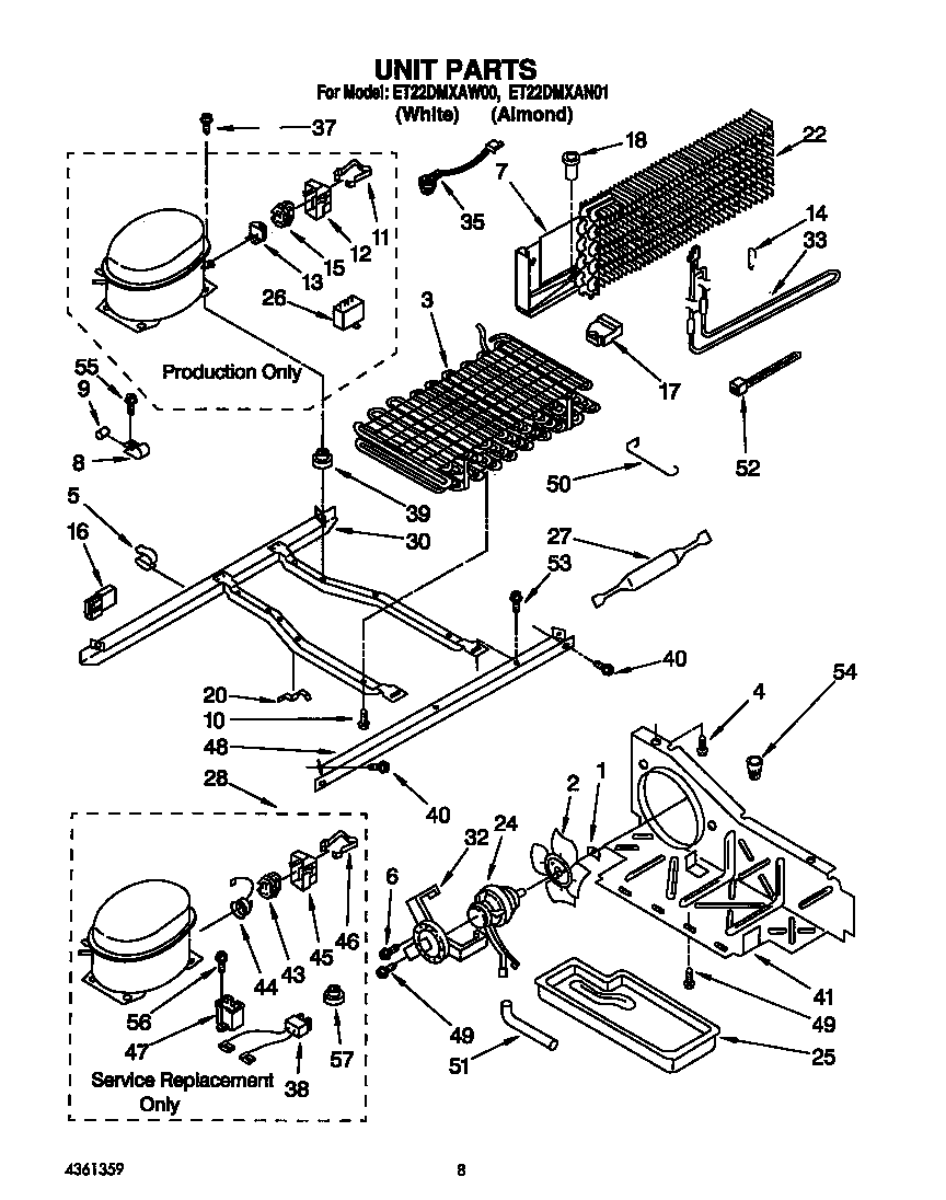Whirlpool ET22DMXAW00 unit diagram