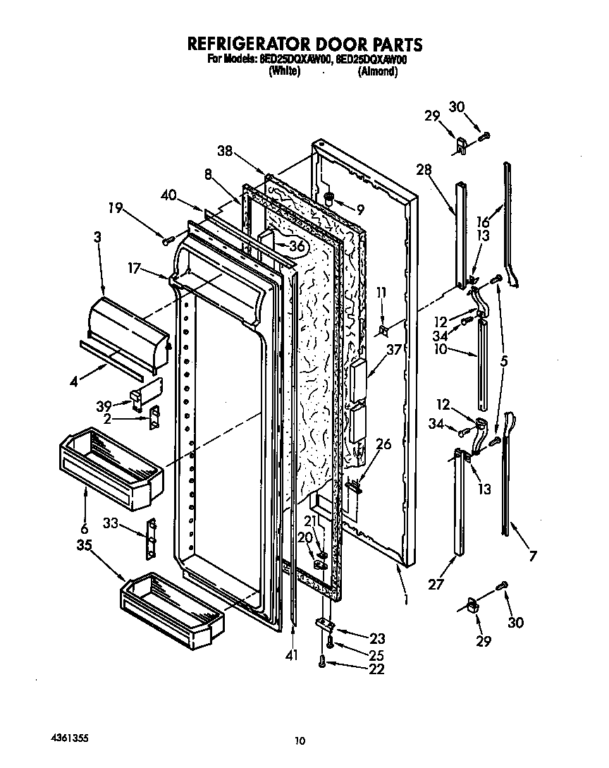 Whirlpool 8ED25DQXAW00 refrigerator door diagram