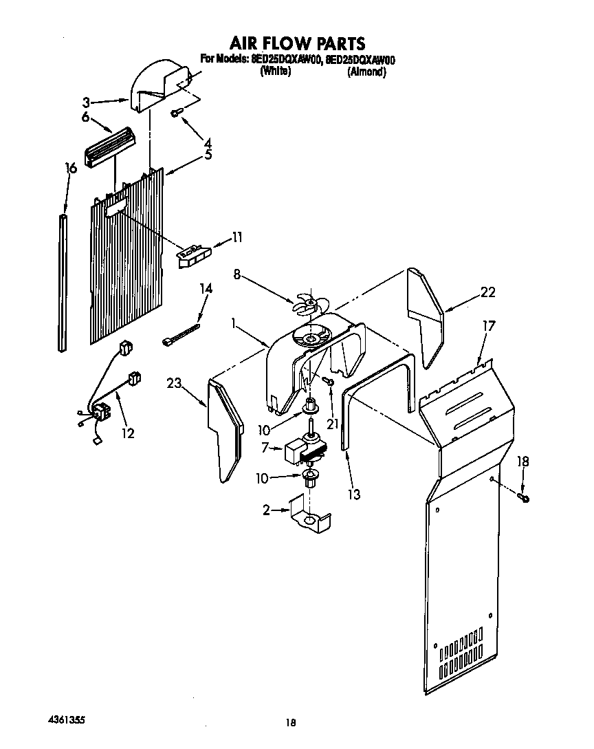Whirlpool 8ED25DQXAW00 air flow diagram