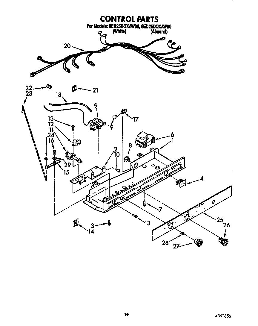 Whirlpool 8ED25DQXAW00 control diagram