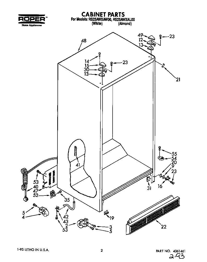 Roper RS25AWXAW00 cabinet diagram
