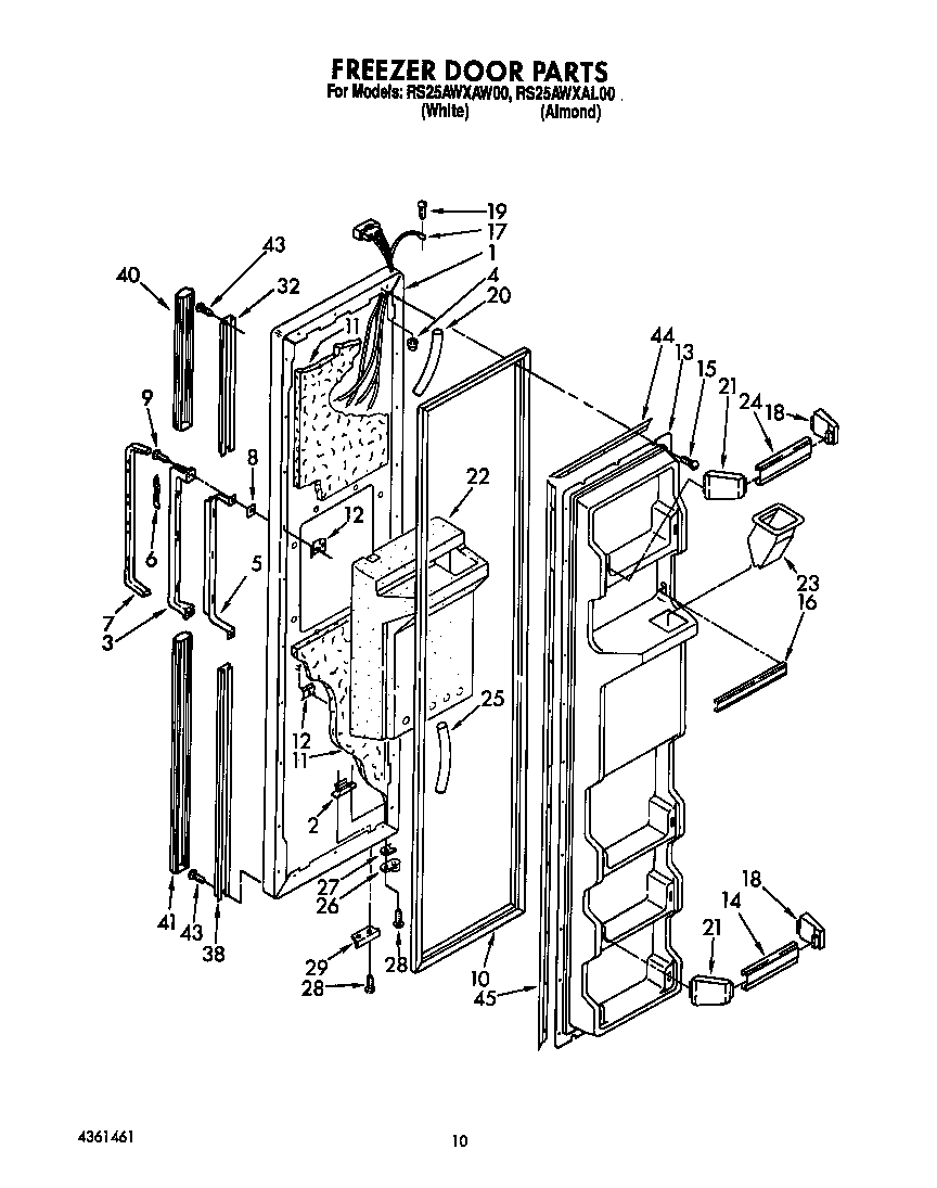 Roper RS25AWXAW00 freezer door diagram
