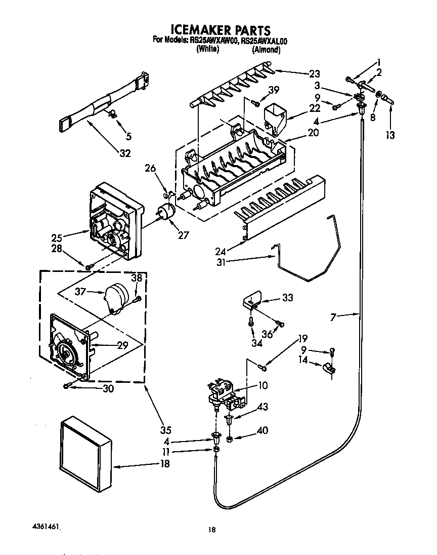 Roper RS25AWXAW00 icemaker diagram