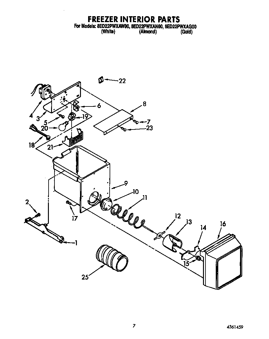 Whirlpool 8ED22PWXAW00 freezer interior diagram