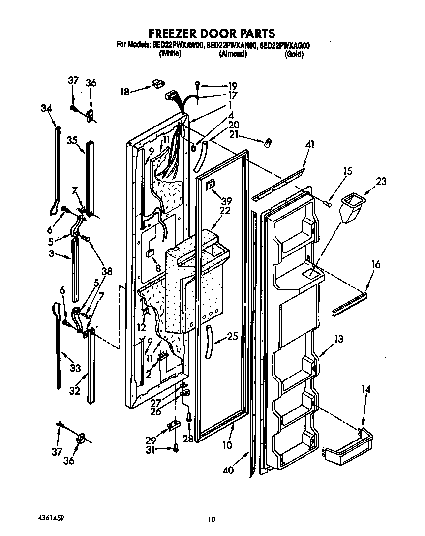 Whirlpool 8ED22PWXAW00 freezer door diagram