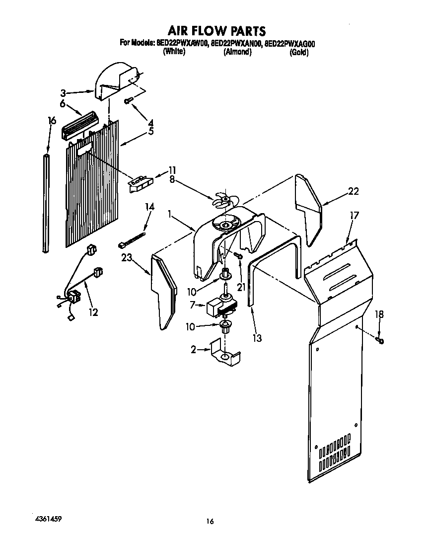 Whirlpool 8ED22PWXAW00 air flow diagram
