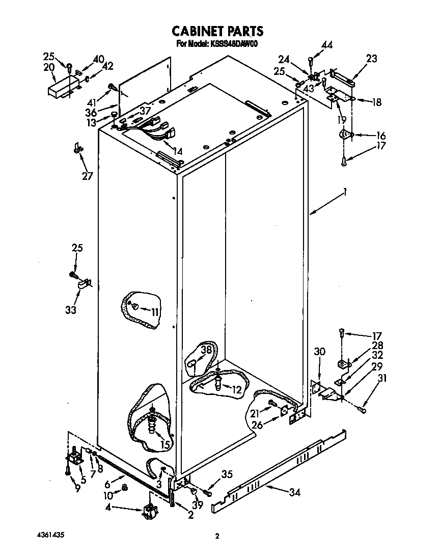 KitchenAid KSSS48DAW00 cabinet diagram