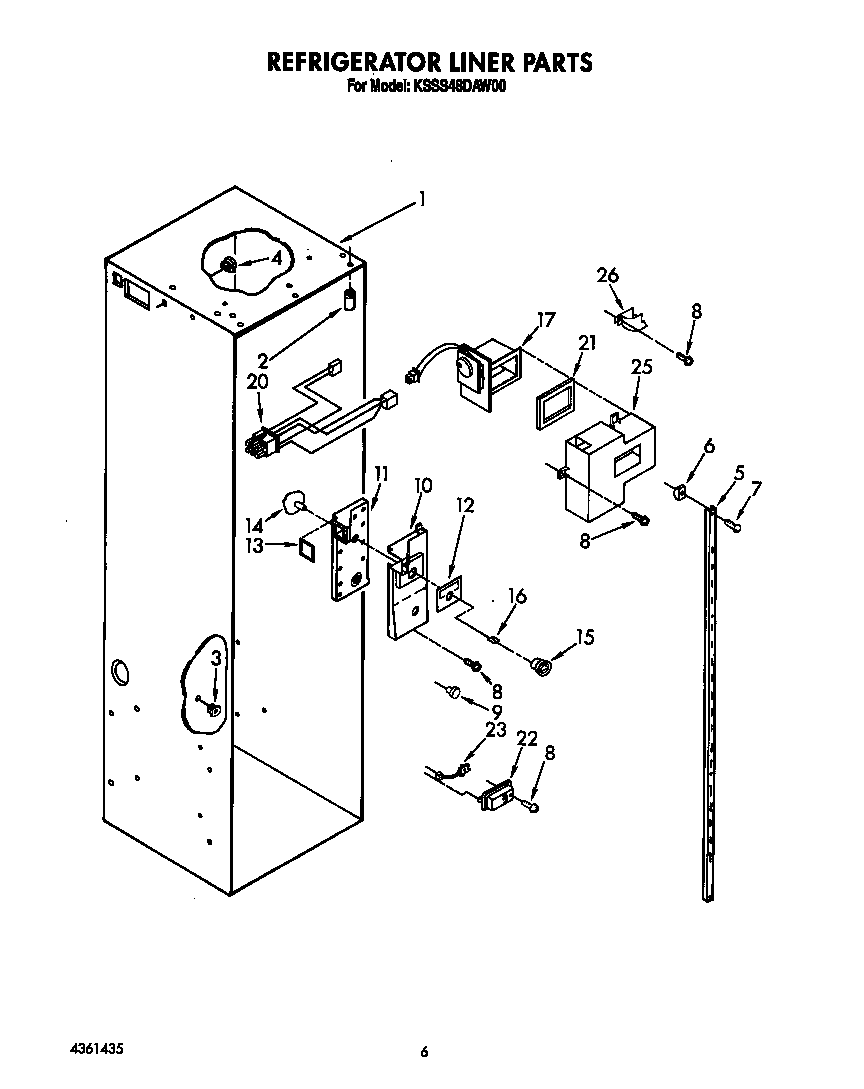 KitchenAid KSSS48DAW00 refrigerator liner diagram