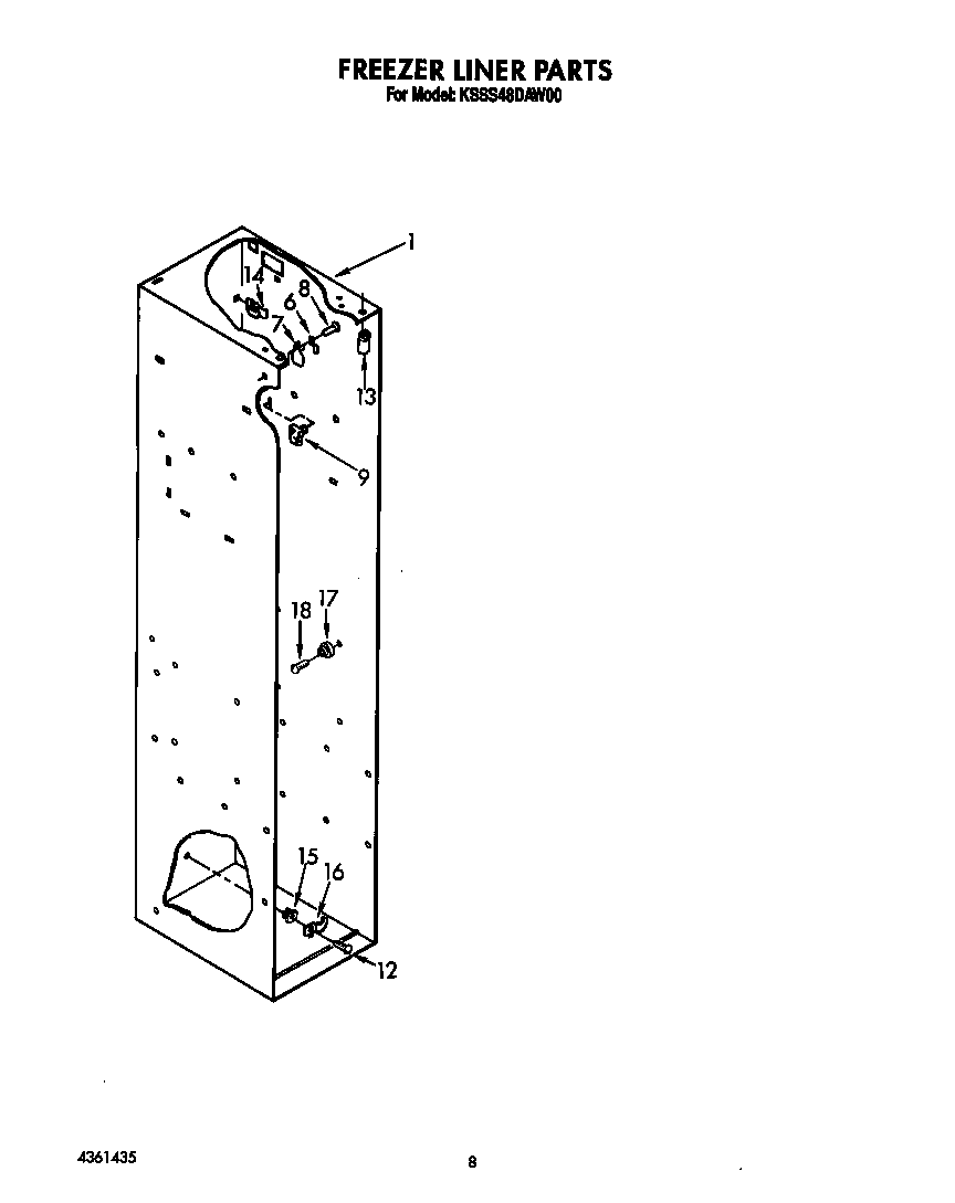 KitchenAid KSSS48DAW00 freezer liner diagram
