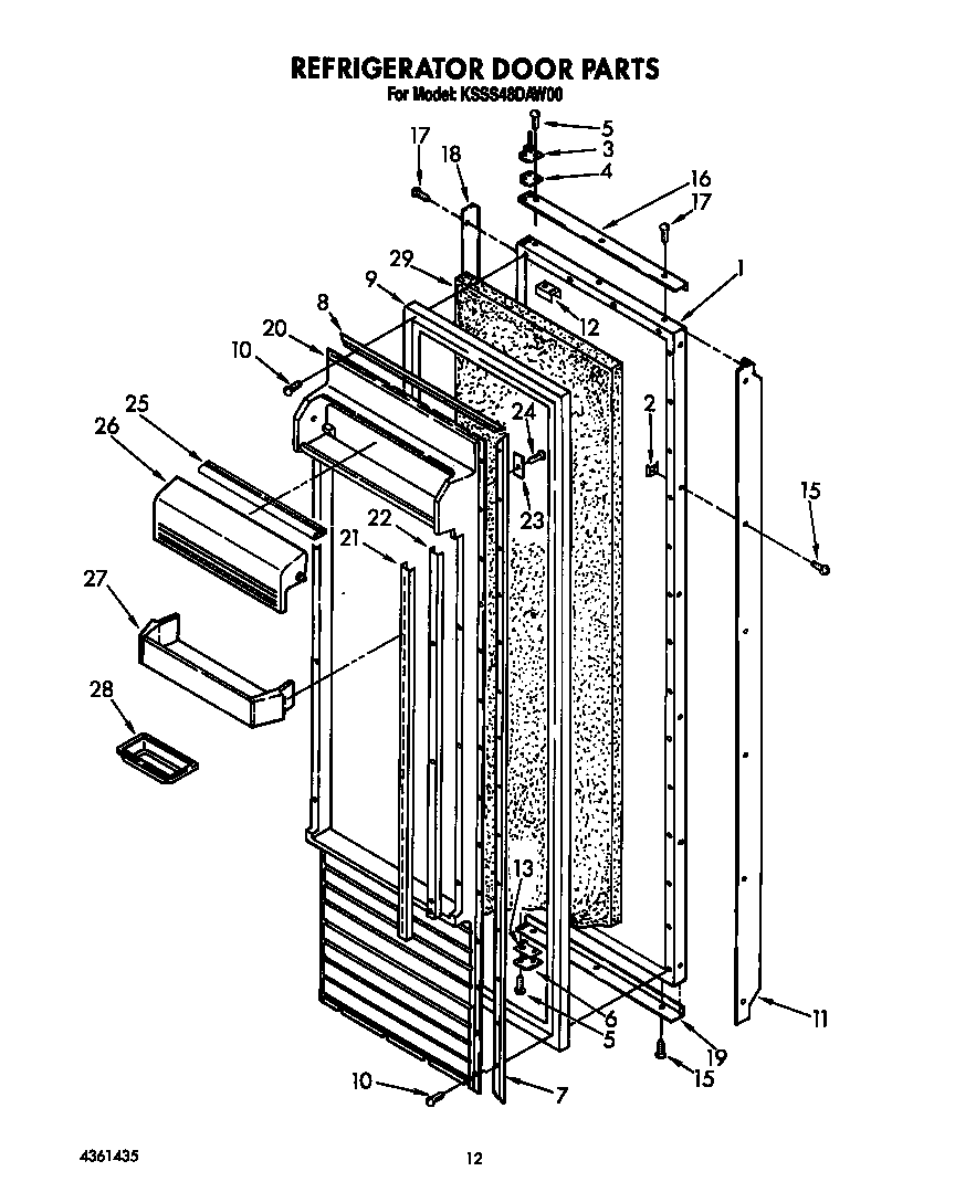 KitchenAid KSSS48DAW00 refrigerator door diagram