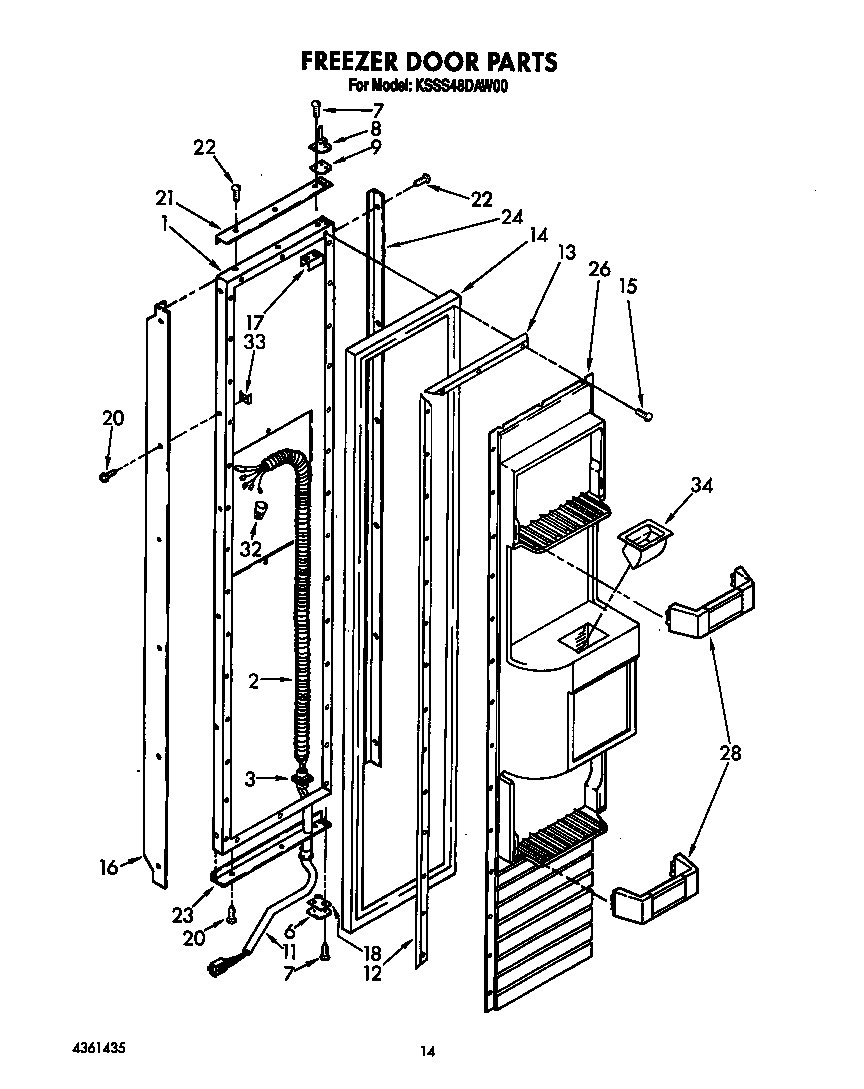 KitchenAid KSSS48DAW00 freezer door diagram