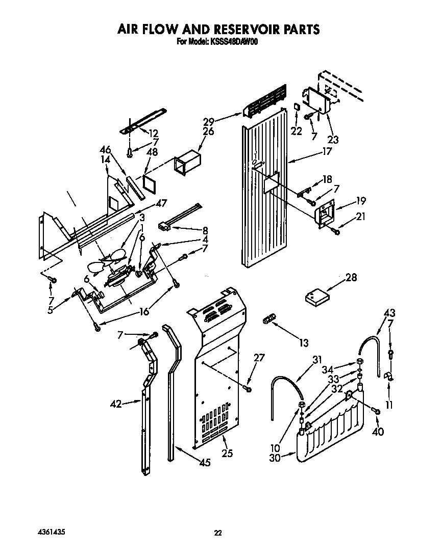KitchenAid KSSS48DAW00 air flow and reservoir diagram