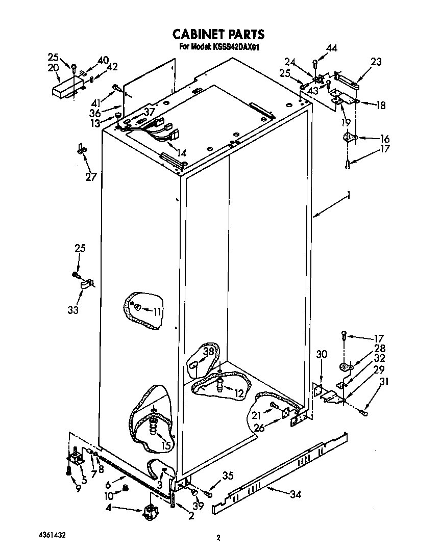 KitchenAid KSSS42DAX01 cabinet diagram