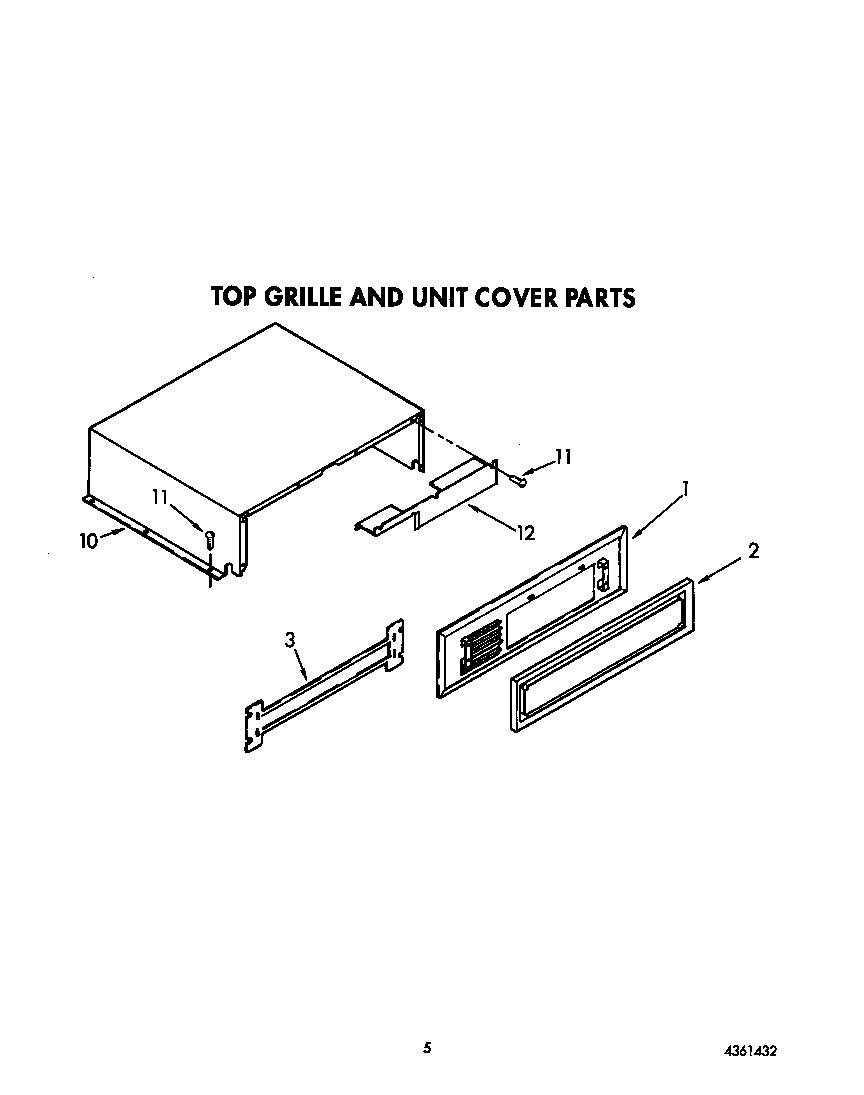 KitchenAid KSSS42DAX01 top grille and unit cover diagram
