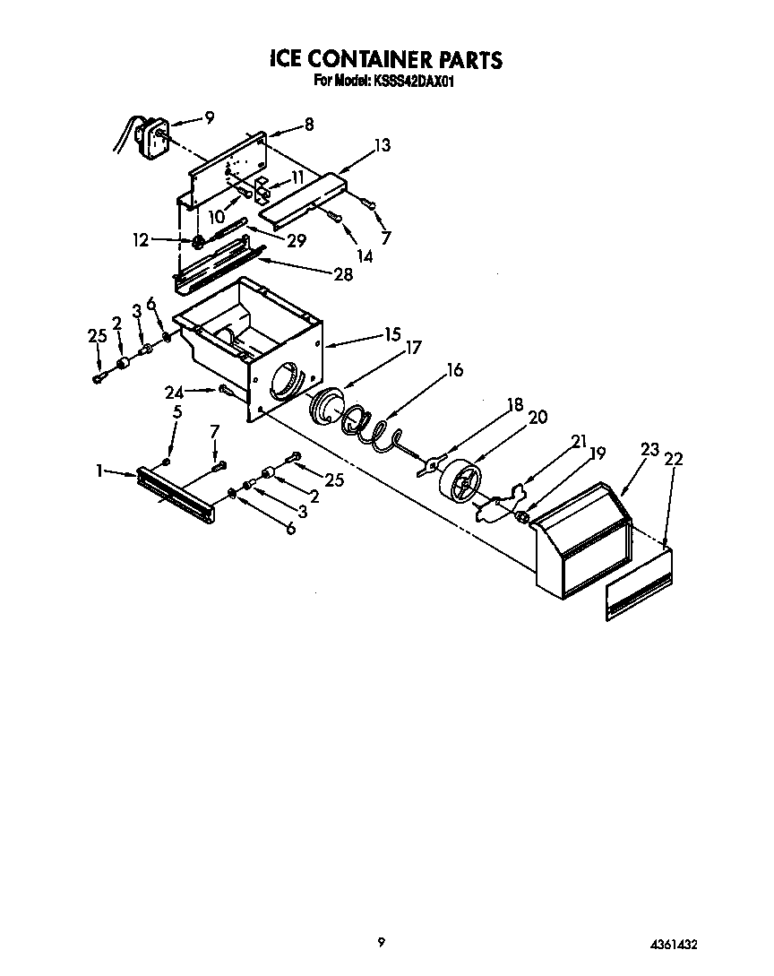 KitchenAid KSSS42DAX01 ice container diagram