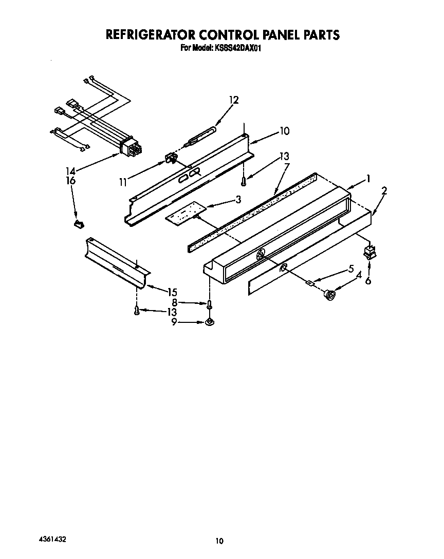 KitchenAid KSSS42DAX01 refrigerator control panel diagram