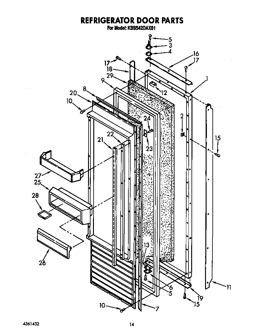 KitchenAid KSSS42DAX01 refrigerator door diagram