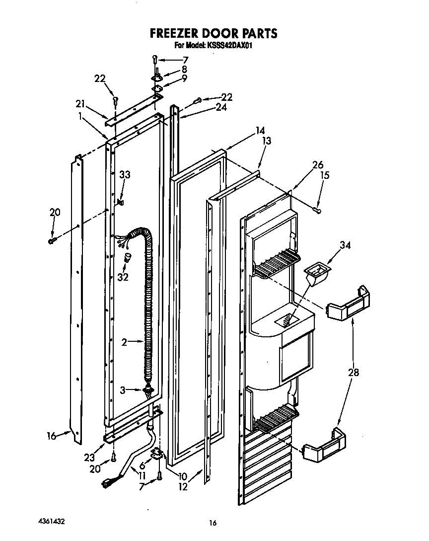 KitchenAid KSSS42DAX01 freezer door diagram