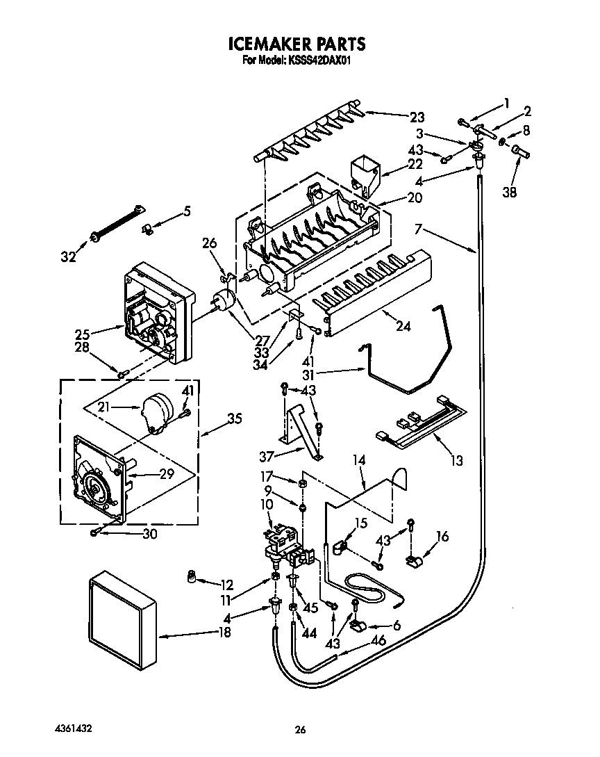 KitchenAid KSSS42DAX01 icemaker diagram