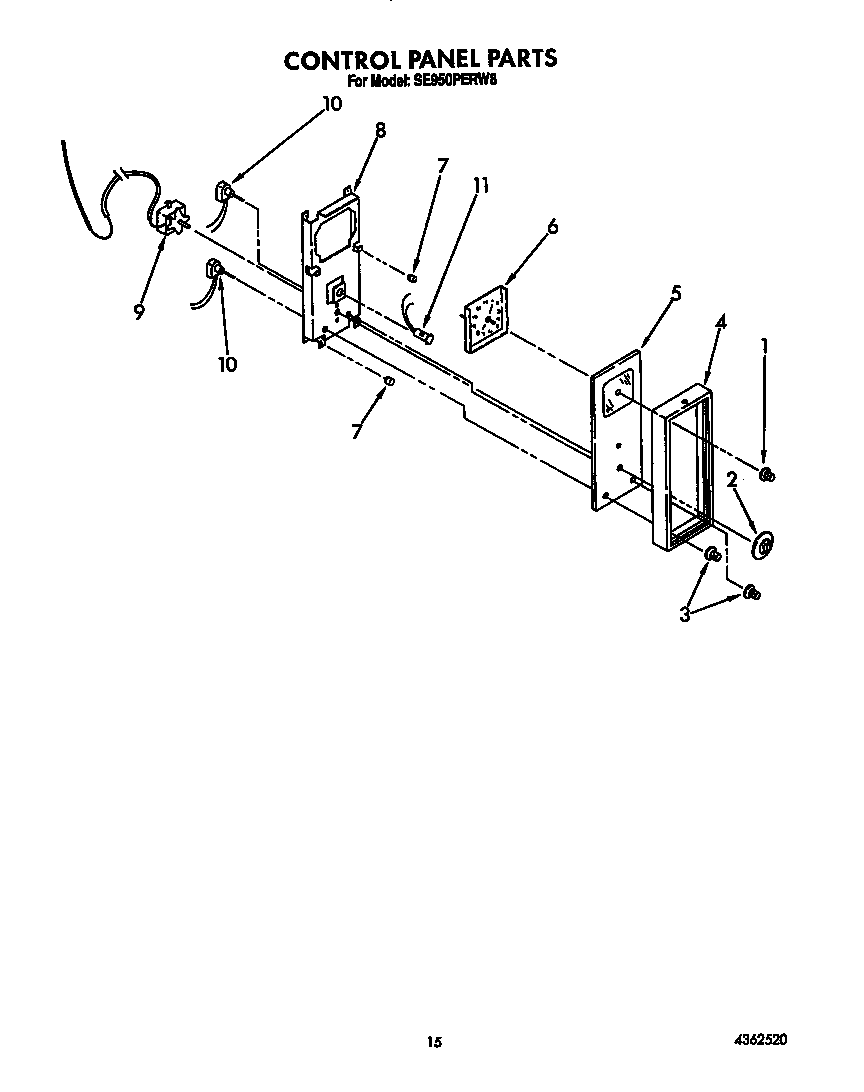 Whirlpool SE950PERW8 control panel diagram