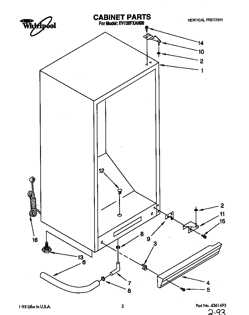 Whirlpool EV120FXAN00 cabinet diagram