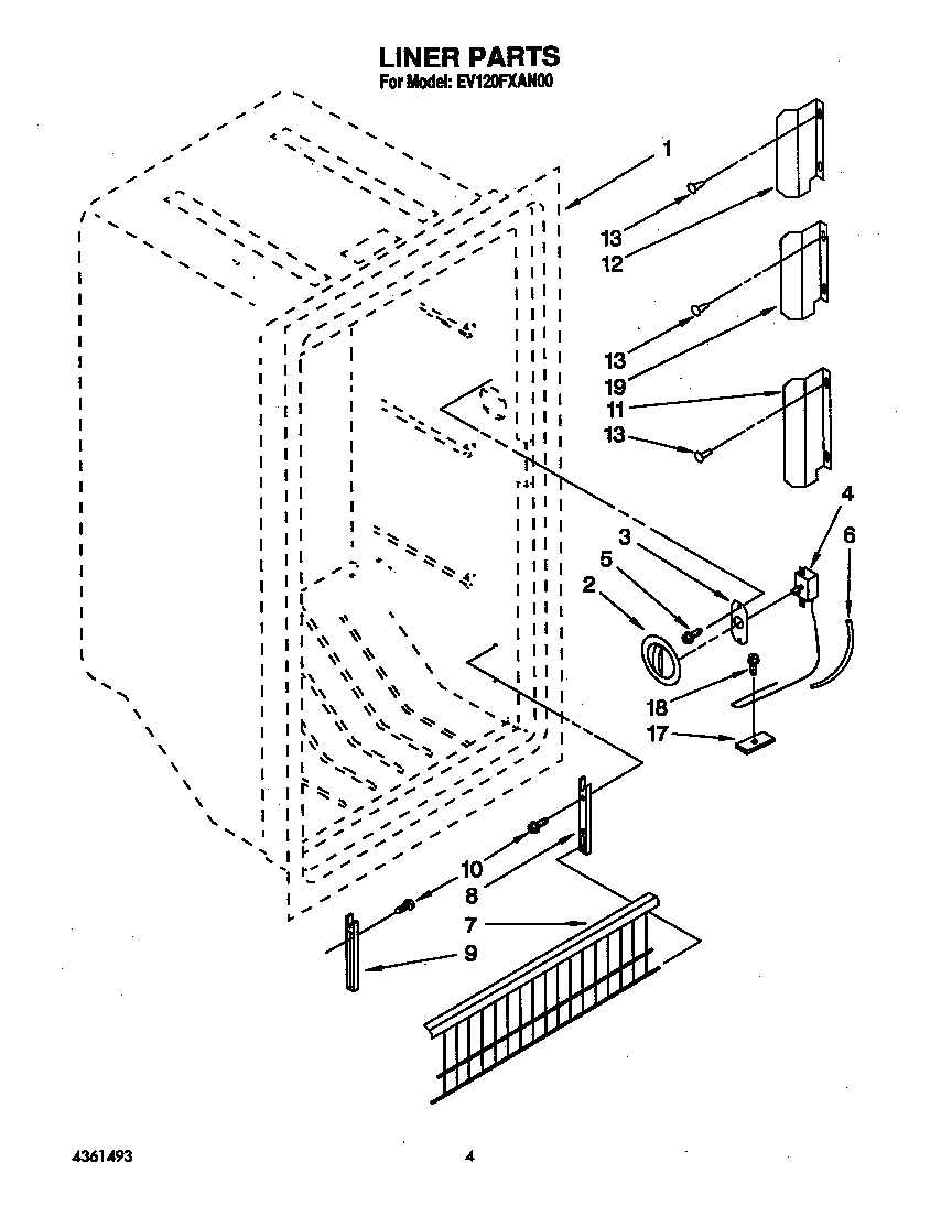 Whirlpool EV120FXAN00 liner diagram