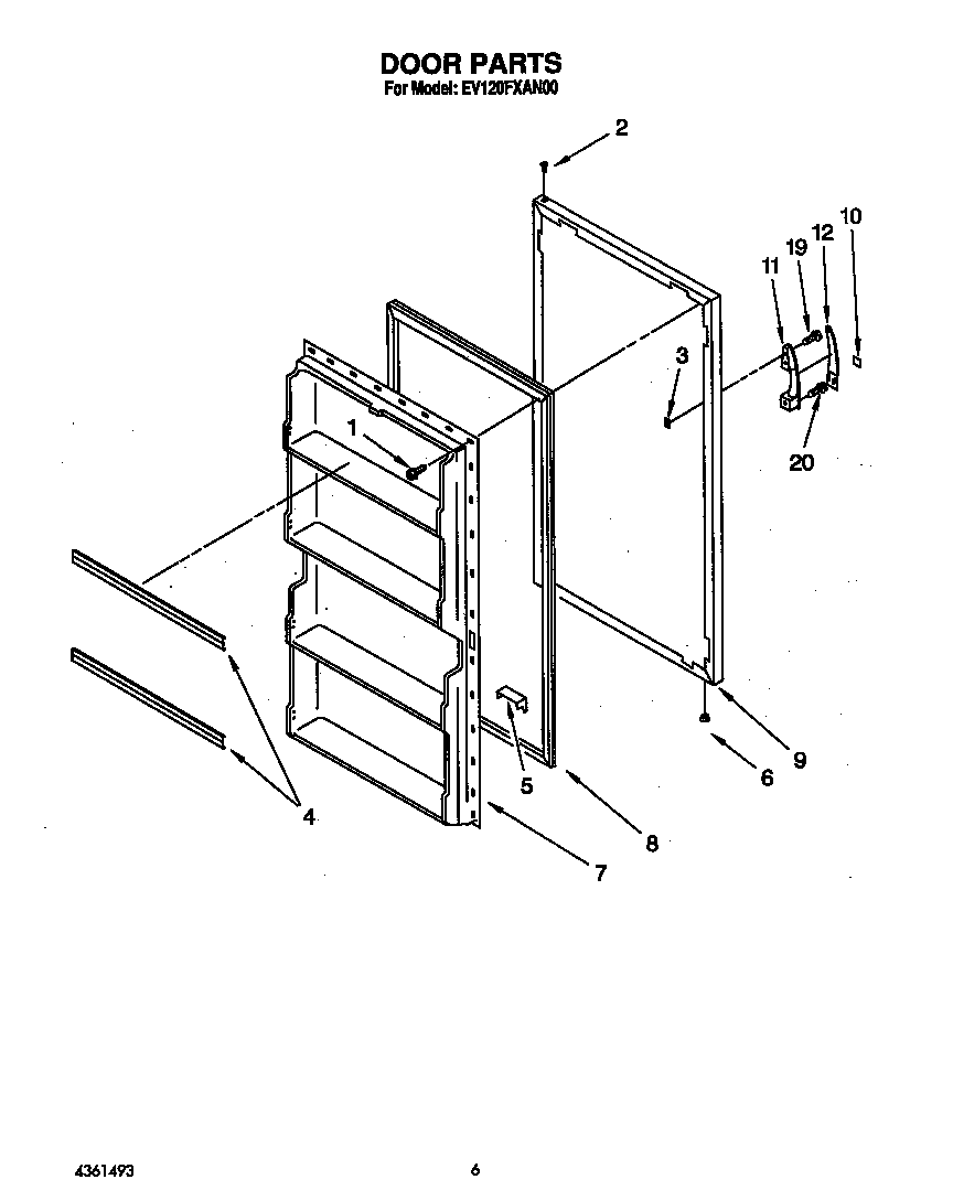 Whirlpool EV120FXAN00 door diagram
