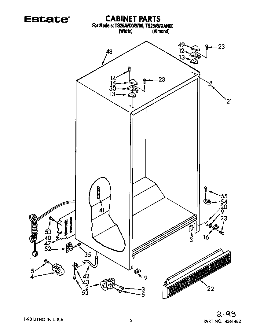 Estate TS25AWXAW00 cabinet diagram
