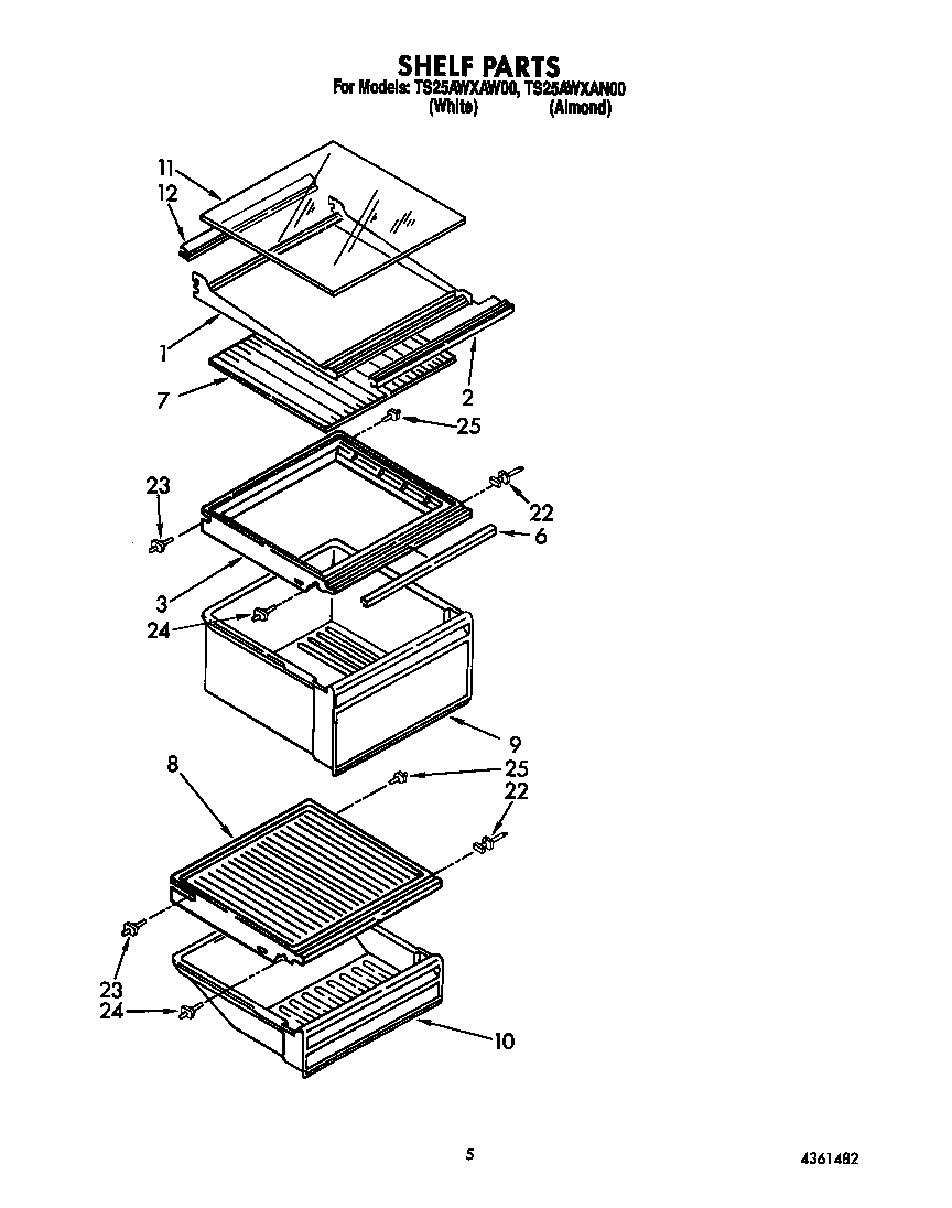 Estate TS25AWXAW00 shelf diagram