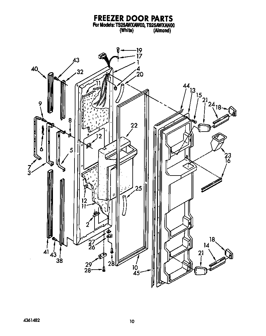 Estate TS25AWXAW00 freezer door diagram
