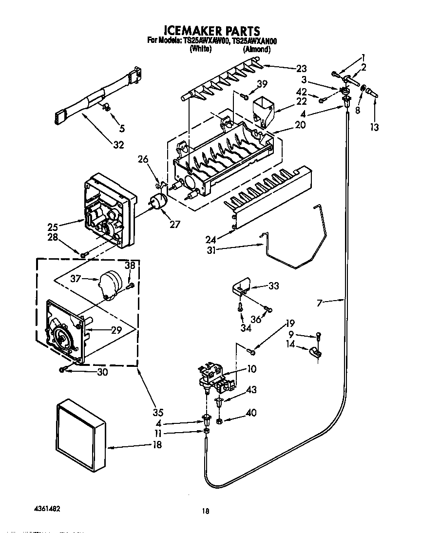Estate TS25AWXAW00 icemaker diagram