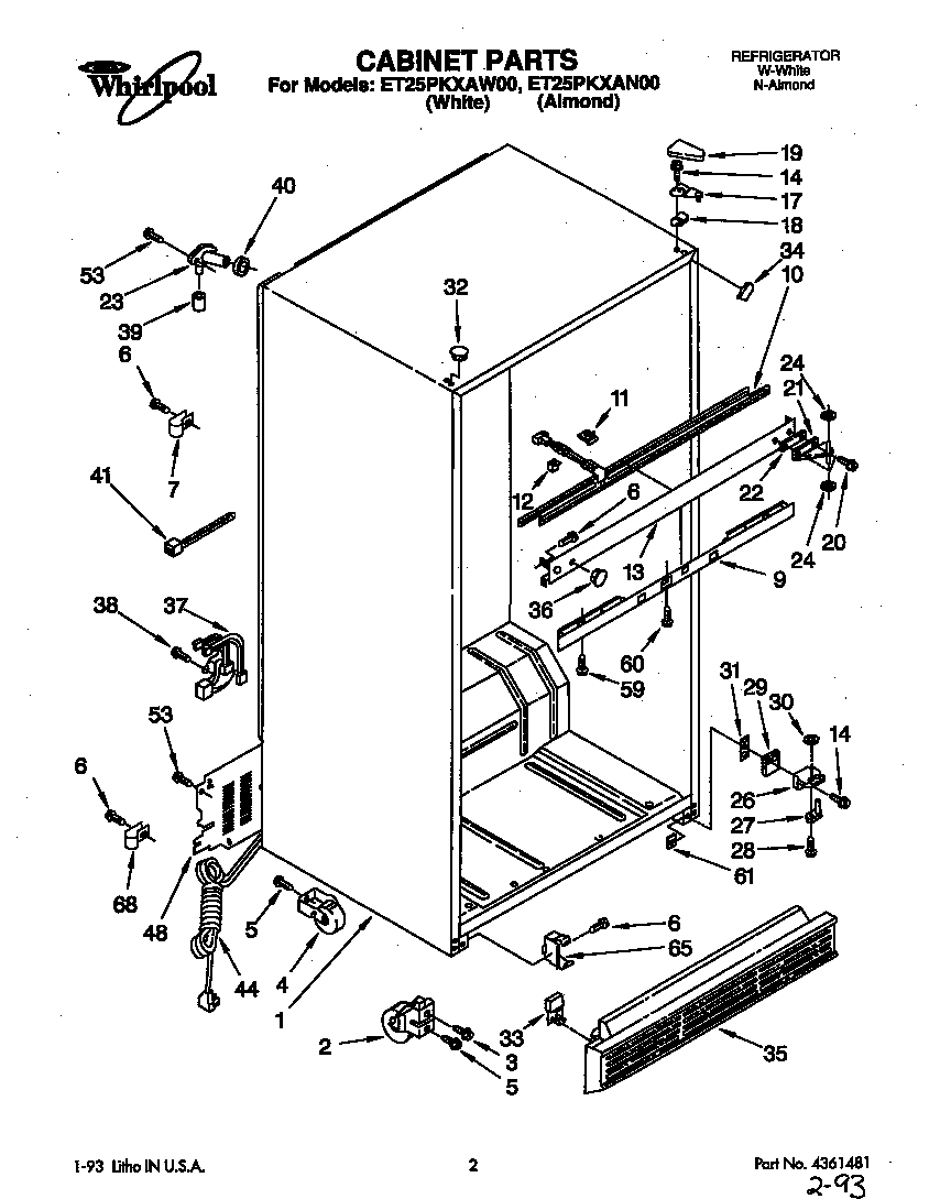 Whirlpool ET25PKXAW00 cabinet diagram