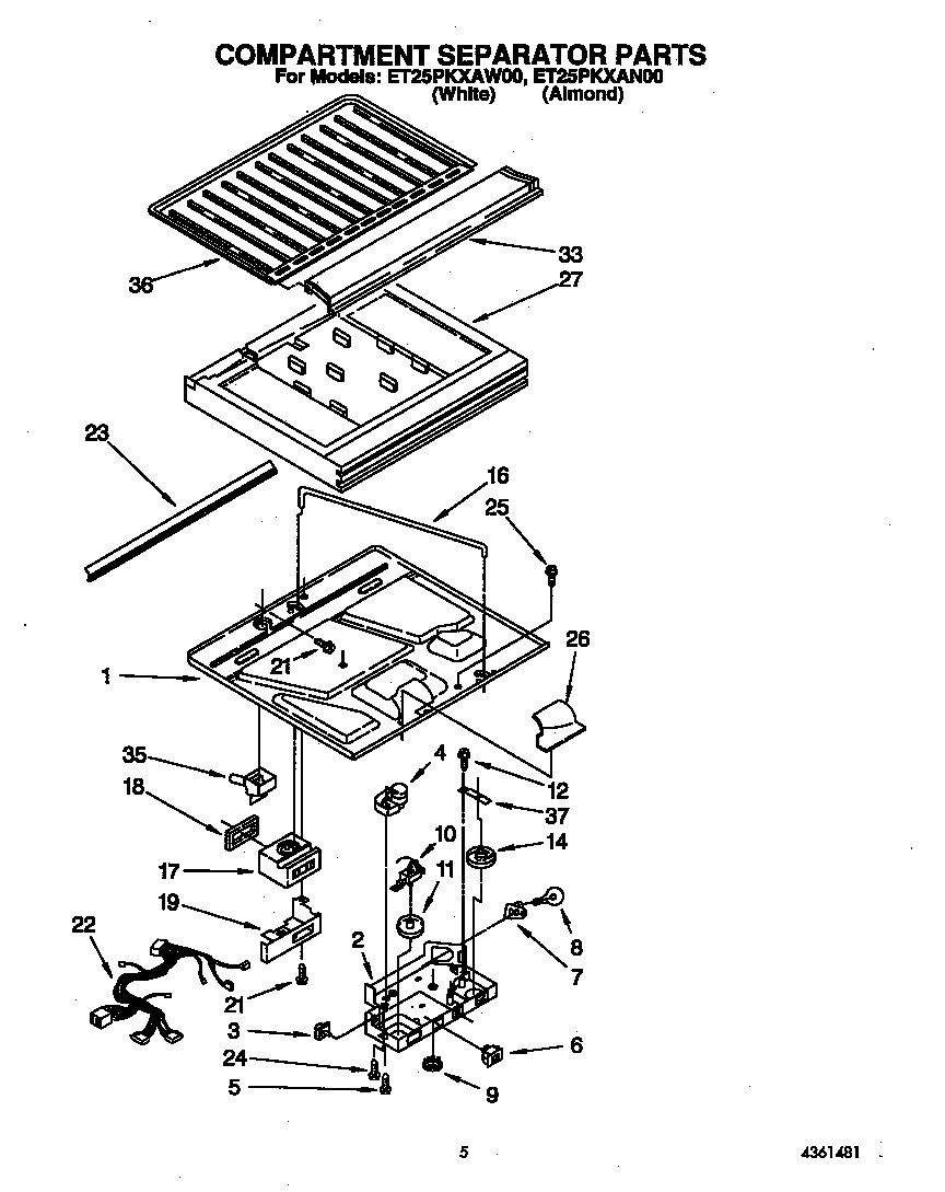 Whirlpool ET25PKXAW00 compartment separator diagram