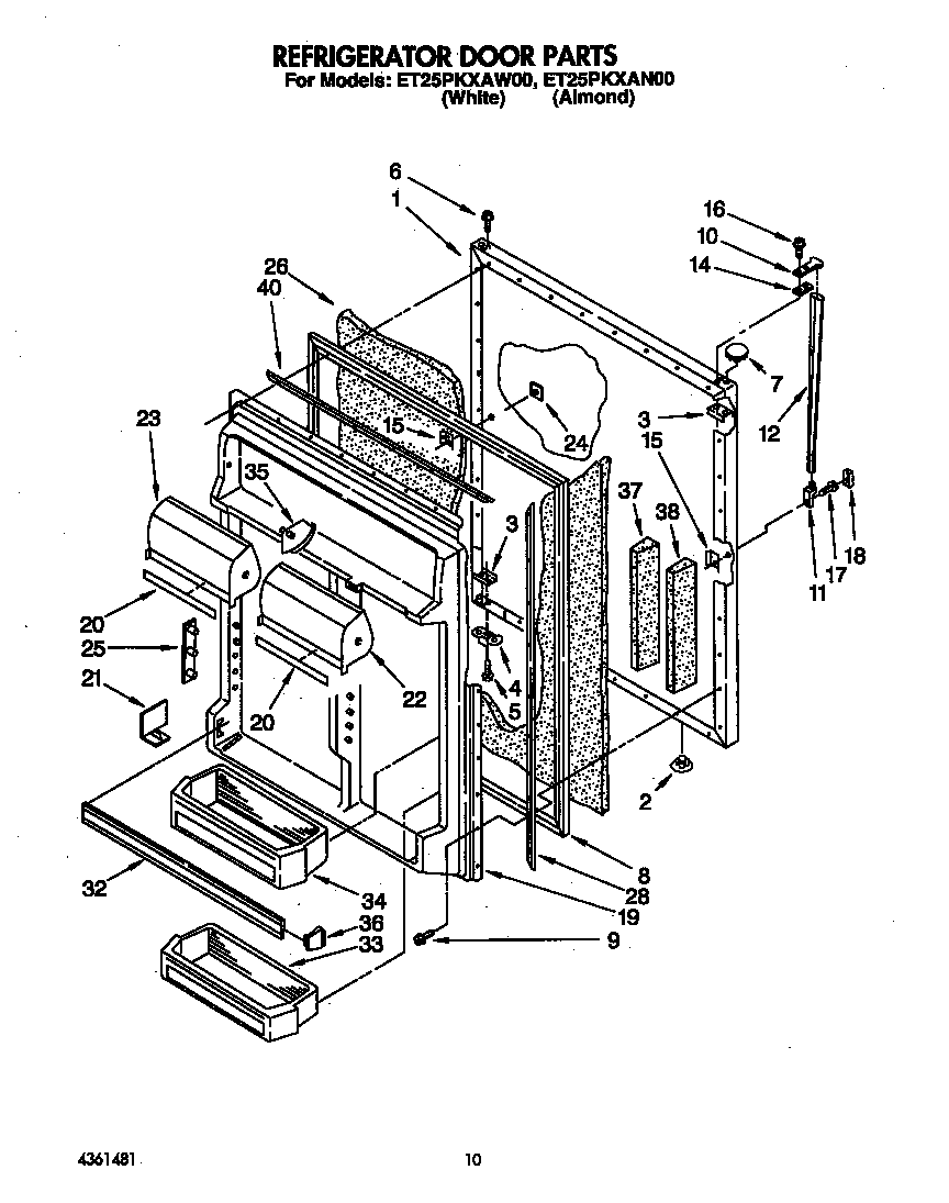 Whirlpool ET25PKXAW00 refrigerator door diagram