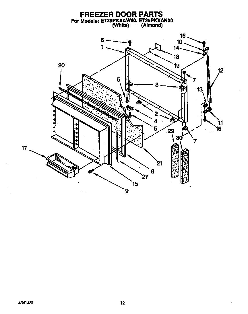Whirlpool ET25PKXAW00 freezer door diagram