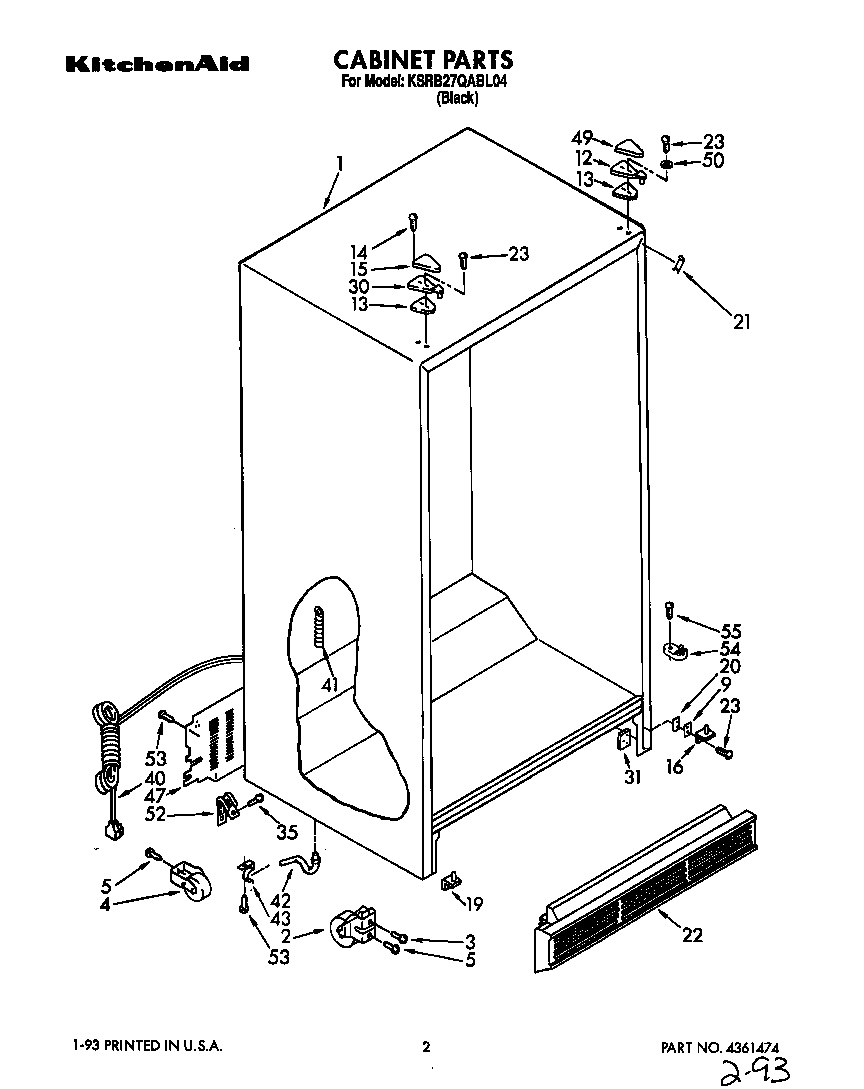 KitchenAid KSRB27QABL04 cabinet diagram