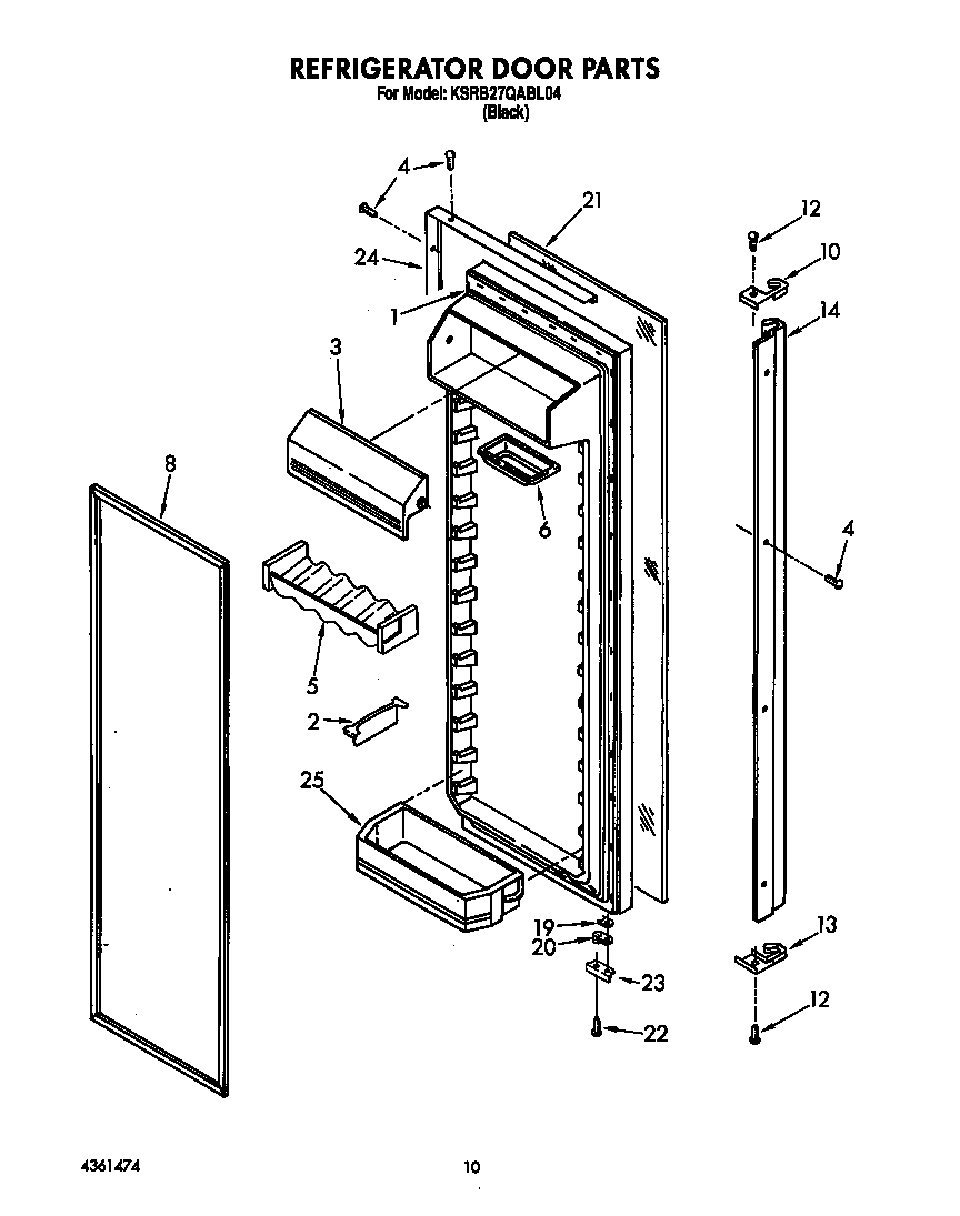 KitchenAid KSRB27QABL04 refrigerator door diagram