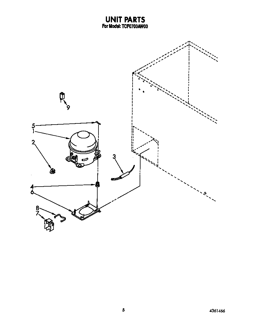 Whirlpool TCF0700AW00 unit parts diagram