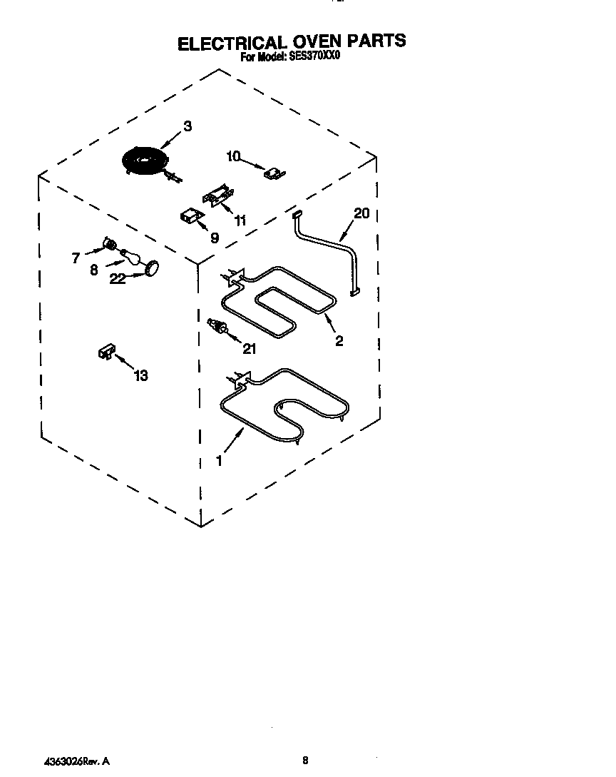 Roper SES370XX0 electrical oven diagram