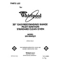 Whirlpool SF0100SRW9 front cover diagram