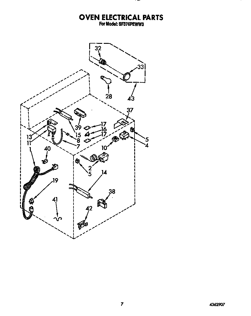 Whirlpool SF376PEWW3 oven electrical diagram