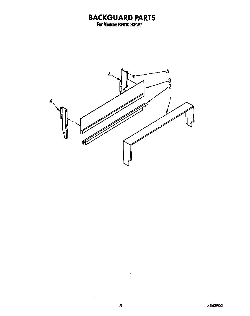 Whirlpool RF0100XRW7 backguard diagram