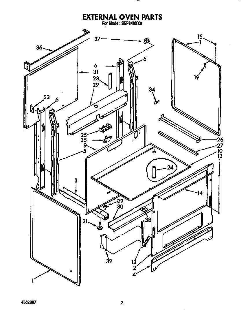 Roper SEP340XX0 external oven diagram