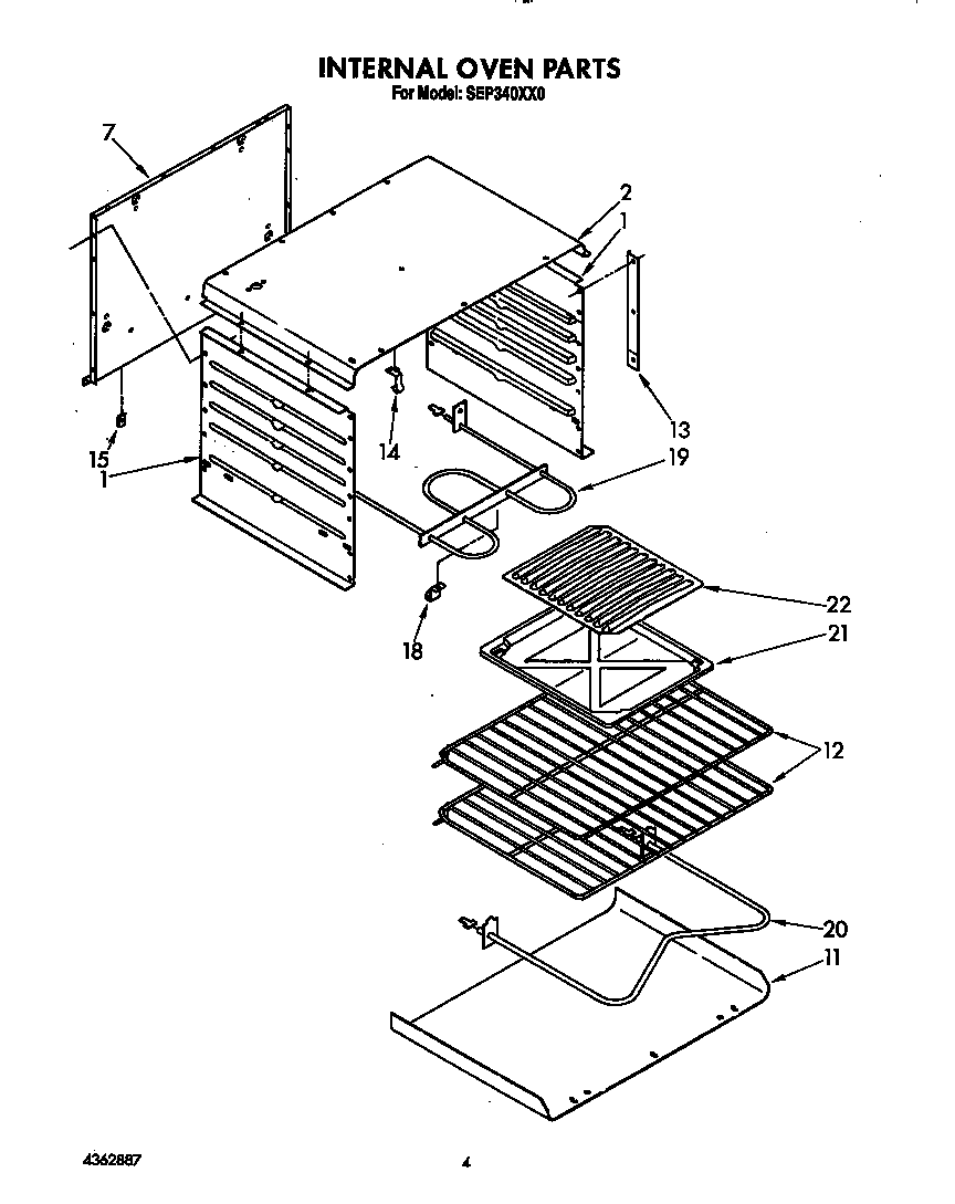 Roper SEP340XX0 internal oven diagram