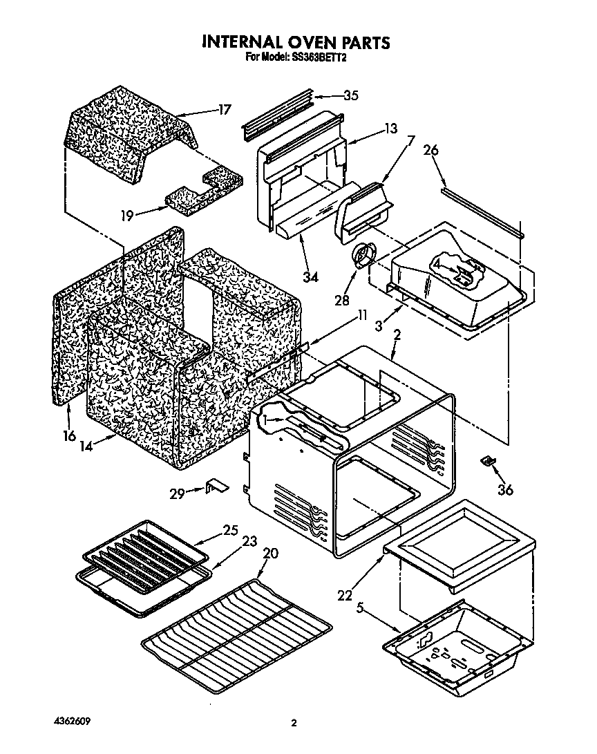 Whirlpool SS363BETT2 internal oven diagram