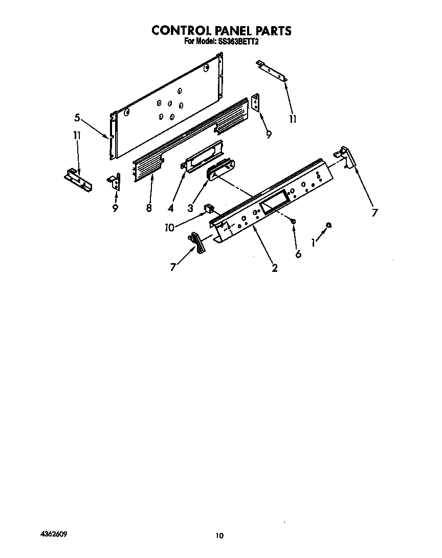 Whirlpool SS363BETT2 control panel diagram