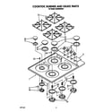 Whirlpool SC8630EXW1 cooktop, burner and grate parts diagram