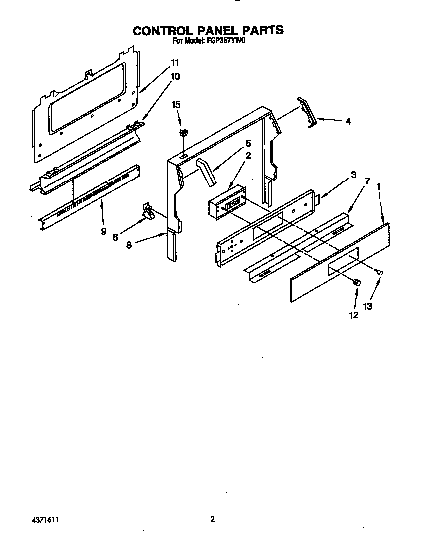Roper FGP357YW0 control panel diagram